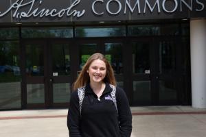 Olivia Marchizza poses outside of A. Lincoln Commons
