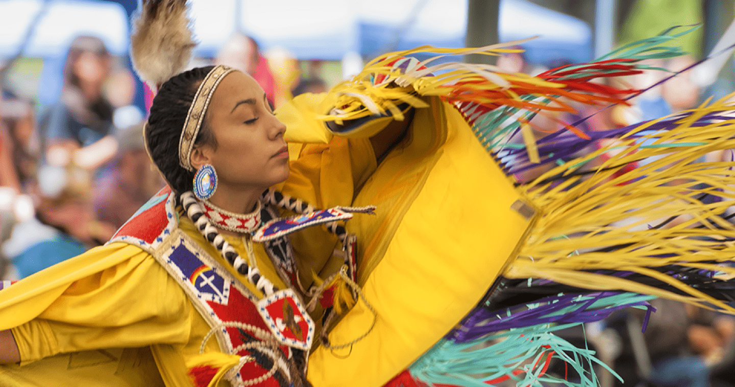 female native American Indian dancing