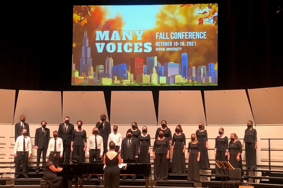 LLCC Choir students perform at the Illinois ACDA conference on Oct. 14, 2021.