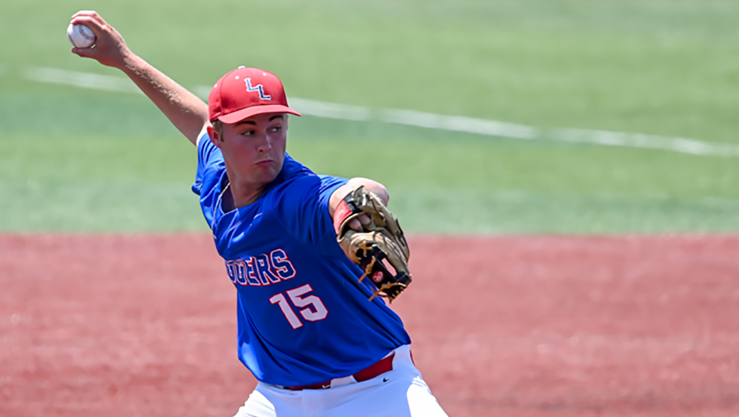 An LLCC baseball player throws a baseball