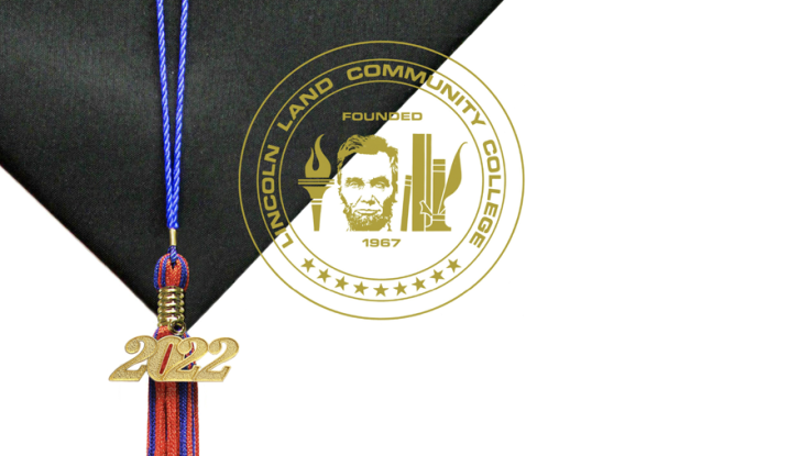 Lincoln Land Community College seal. Founded 1967. Graduation cap and tassle. 2022