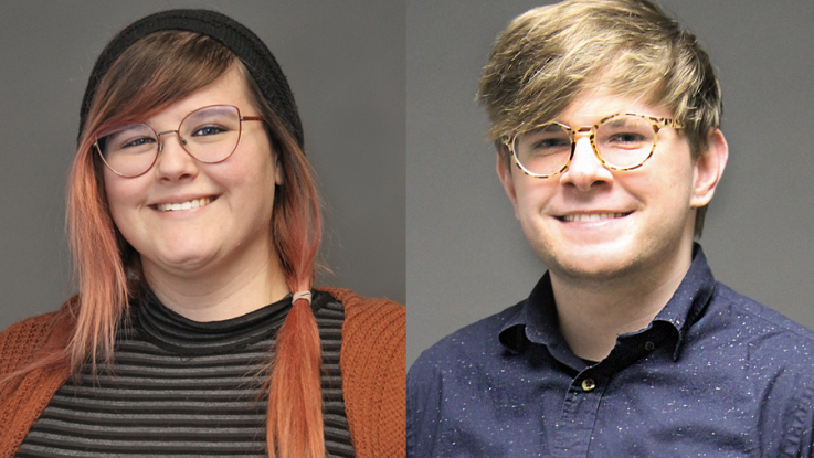 Two separate headshots side by side. On the left, LLCC student Kayleigh Ambrose. On the right, LLCC student Anthony Lamb.