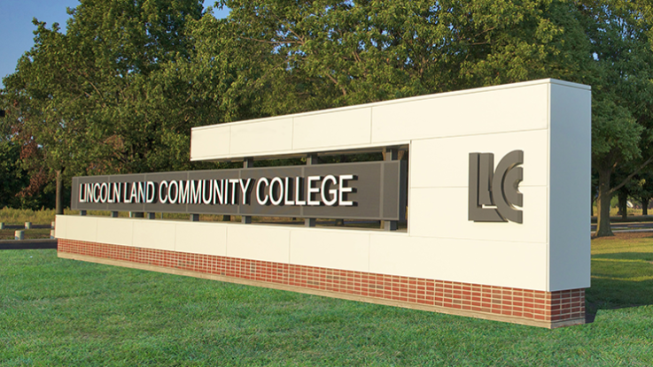 The front entrance sign to Lincoln Land Community College.