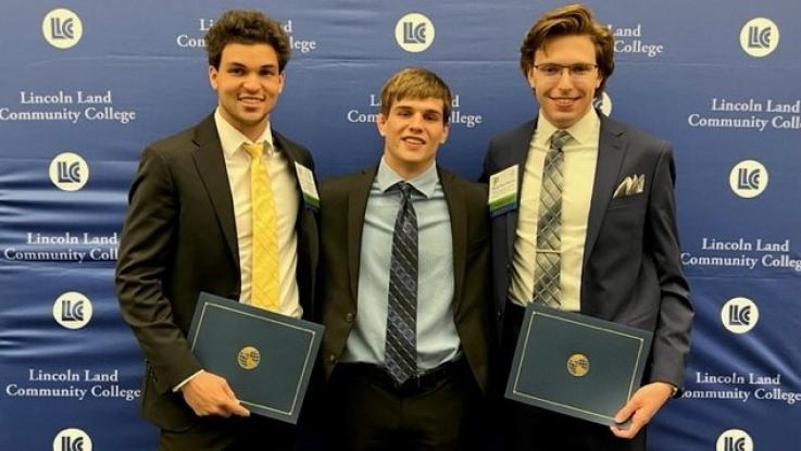Photo of LLCC students Garrett Kroeschel, Andrew Law and Brandon Sharp.