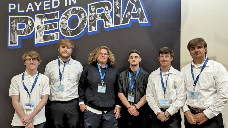 Photo of LLCC students Dawson Bakunas, Brayden Booth, Michael Kindel, Malakai Vaugn, Connor Becker and Jace Pierceall.