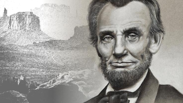 A black and white pencil sketch drawing of Abraham Lincoln.
