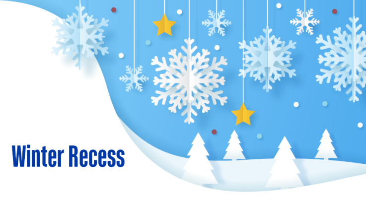 Winter snow and snowflakes. Winter Recess.