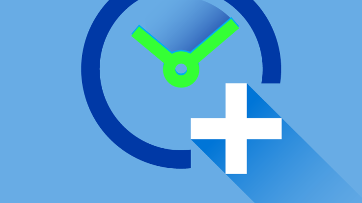 Image of a clock and plus sign
