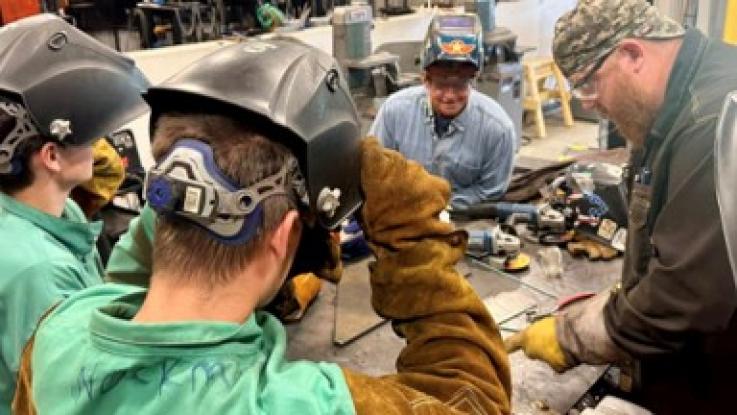 Students getting hands-on training in welding