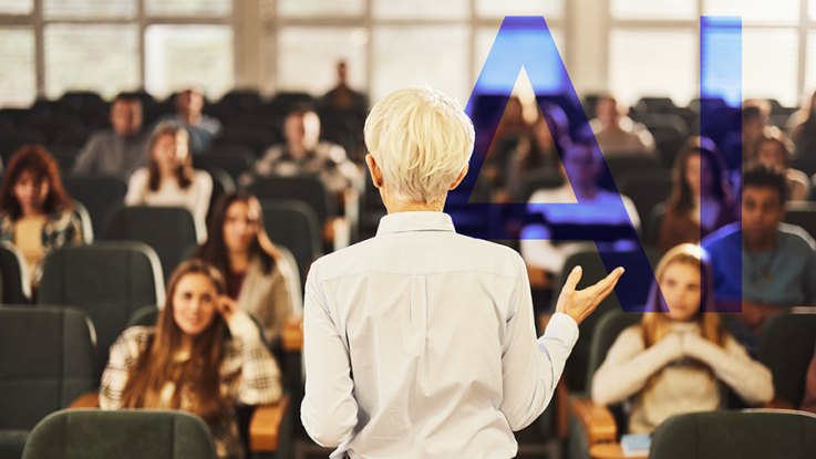 A teacher in front of a room of students