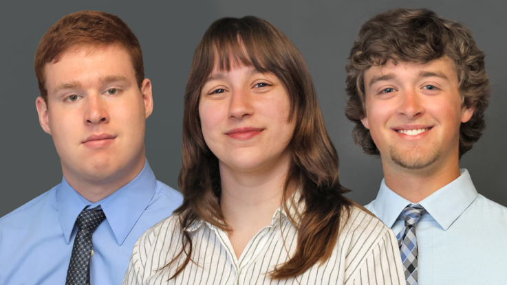 2 male and 1 female student head shots