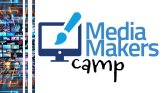 Media Makers camp with a computer monitor and paintbrush