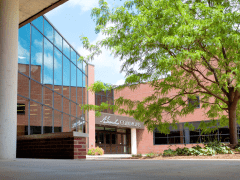 Outside of the A. Lincoln Commons on the LLCC-Springfield campus.