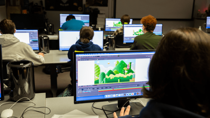 students in a computer lab classroom