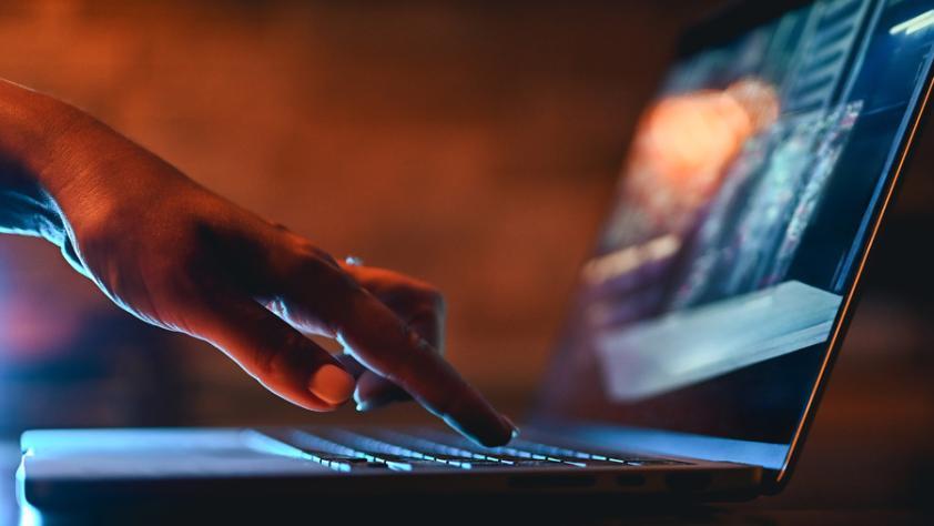 Hands demonstrating computer skills on a laptop