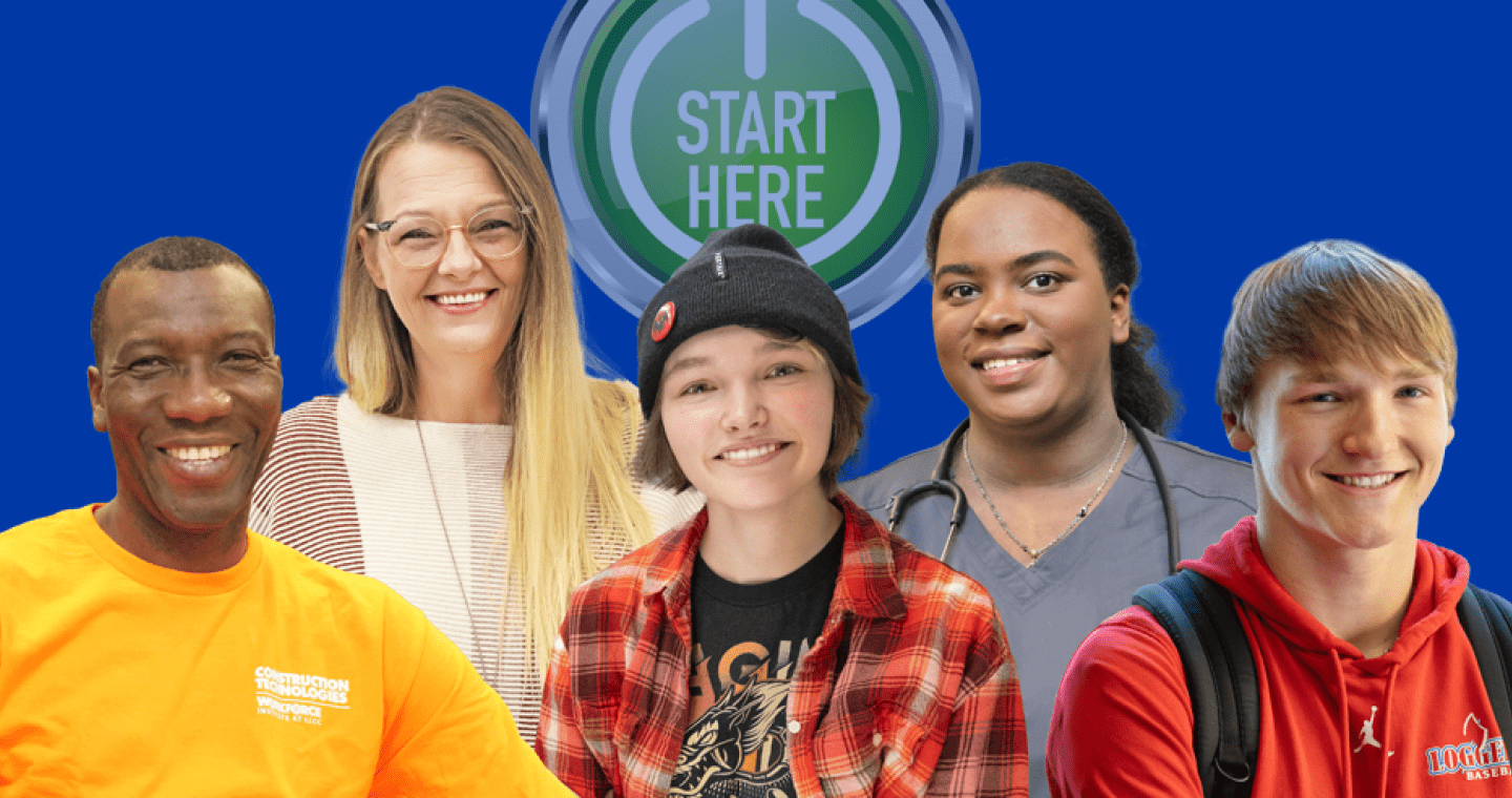 Start Here - five smiling students