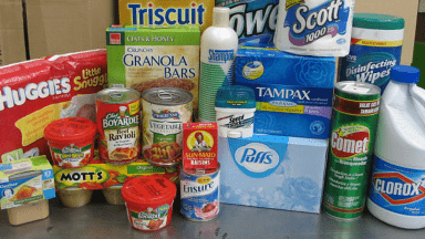 Pre-packaged food and hygiene items available at LLCC Food Pantry