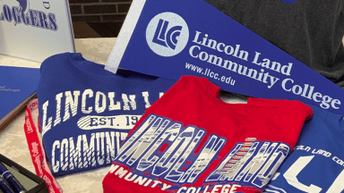 LLCC pennant and LLCC T-shirts