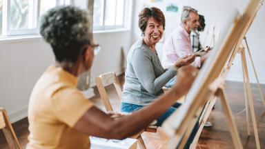 Adults in an art class