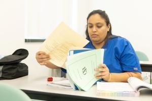 CNA student studying in class