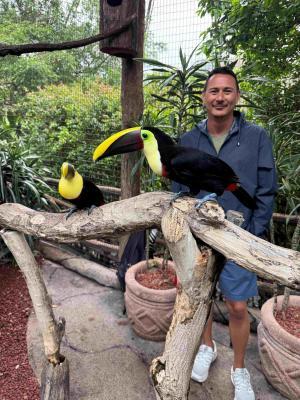 Dr. Matthew Griffin in Costa Rica with toucans
