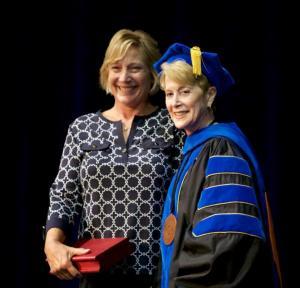 Cinda Edwards with Dr. Charlotte Warren at Commencement