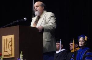 Jim Matheis addressing graduates at Commencement