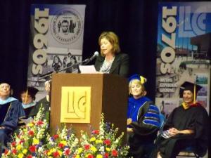 MIchelle Tjelmeland speaking at Commencement