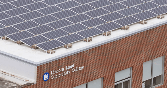 Solar panels sit on the roof of LLCC-Jacksonville.