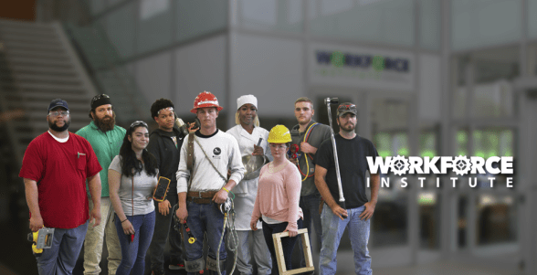 Workforce Institute. Group of students dressed for careers in the trades.